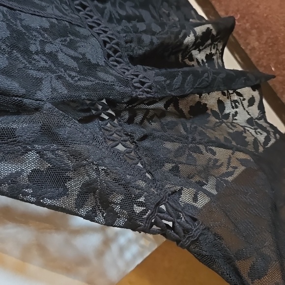 Free People Anastasia Lace Crochet Lined  Fairy Goth Emo Sleeveless Maxi Dress - Picture 14 of 16